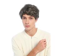 WIG ME UP - VK-72-16SP4 Wig for Women and Men, Boyish, Androgynous, Unisex, Short, Wildly Wavy, Brown with Dark Blonde Highlights