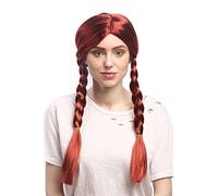 WIG ME UP - WG-7039-ZA350 Lady Party Wig Halloween Fancy Dress long braided pigtails middle parting copper red 23inch