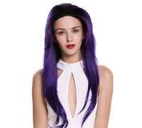 Wig Me Up Women's Wig Lace Front Monofilament Long Straight Ombre Black Purple