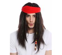 Wig Men Pirate Headscarf Dreadlocks Long Wild Dark Brown