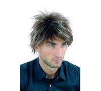 Wig Men Short Brown Blonde Highlights Streaked Wild WL-2175