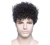 Wig Men Short Curly Synthetic Wigs Daily Wig ?Male Curly Natural Hair Heat Resistant Breathable Halloween Cosplay Costume Wigs For Male Boys Grey Wigs For Women (A)