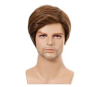Wig Men Synthetic Short Straight Hair Natural Blonde Wigs Cosplay Daily Use Fiber Wigs Grey Wigs For Women (Light Brown)