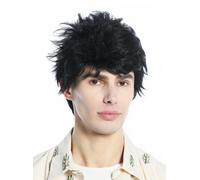 Wig Men Women Short Retro 80s Teased Wild Uncombed Black