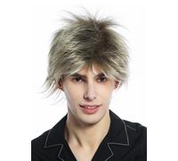 Wig Men Women Short Teased Wild Strands 80s Retro Blonde Mix