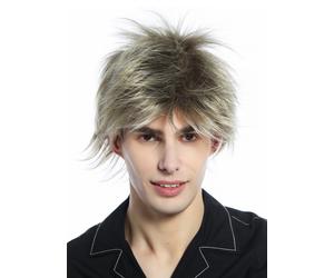 Wig Men Women Short Teased Wild Strands 80s Retro Blonde Mix