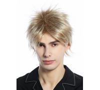 Wig Men Women Short Teased Wild Strands 80s Retro Blonde Platinum Mix