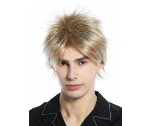 Wig Men Women Short Teased Wild Strands 80s Retro Blonde Platinum Mix