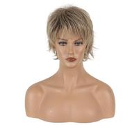 Wig middle-aged and elderly ladies short hair full head set gradient blonde chemical fiber wig sets