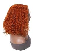 Wig Orange 14 16 Inch 13X6 Lace Frontal Wigs Short Deep Wave Human Hair 13x4 250 Density Curly Front Wig Remy(250%,13x6 Lace Wig,16inches)