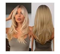 Wig, Overhead Gradient Golden Eight-character Bangs Hair Tail Micro-roll High Temperature Silk Optional Wig for Women,Human hair wig