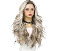 Wig Party Women Wig Handmade Lace Wig Gray Women's Wig Gradient Color Daily Large Wave Curly Hair Wigs