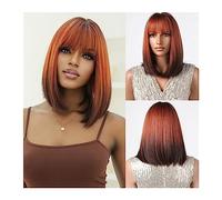 wig Pink Colorful Hair Shoulder LengthWig Heat Resistant Fiber Synthetic Wig for women Short Wavy Wigs With Bangs Daily grey wigs for women (Color