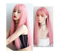 Wig Pink Wigs 24" Long Straight Hair Wigs With Bangs Women Fashion Heat Resistant Synthetic Natural Looking Wig For Cosplay Party Daily Use Grey Wigs For Women