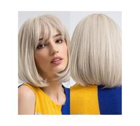 Wig Platinum Short Bob Wigs With Bangs Synthetic Hair for Women