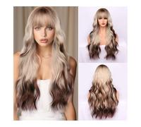 Wig, Radiant Elegance:Dazzling Bangs & Dyed Curls Full Wig Set Your Instant Transformation Companion,Human hair wig