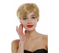 Wig Real Hair Women Men Androgynous Short Pixie Wavy Parting Blonde
