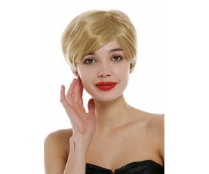 Wig Real Hair Women Men Androgynous Short Pixie Wavy Parting Blonde