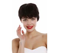 Wig Real Hair Women Men Short Wavy Fringed Bowl Cut Black Brown