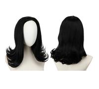 Wig Short Curly Hair Band Wig for Women, Adjustable Drawstring Half-Head(Dark black)