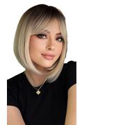 Wig Short Straight Bob Wigs With Bangs Light Pink Hair For Women Wigs Wigs(SS176-1)