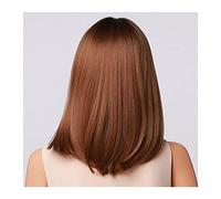 Wig Short Straight Brown Bob Wig With Black Bangs Daily Heat Resistant Synthetic Wig Shoulder Length Wig For Women Grey Wigs For Women
