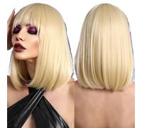 Wig Short Straight Ombre Blonde Wig For Women Daily Party Fashion Black Hair Wigs With Fluffy Bangs Wigs(MW1043-806)