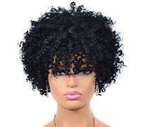 Wig Short Synthetic Wigs For Women Black Color Heat Resistant ?Kinky Loose Curly Wig 12 Inch Shoulder Length High Temperature Heat Resistant Hair Grey Wigs For Women