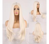 Wig Synthetic Afro Kinky Curly Orange Color Natural Wave Long Wig For Black White Women High Temperature Fiber Hair Grey Wigs For Women (Color : White, Stretched Length : 26Inches) (Off White 26 Inch