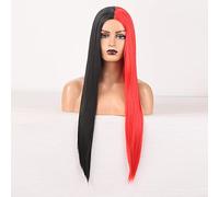Wig Synthetic Afro Kinky Curly Orange Color Natural Wave Long Wig For Black White Women High Temperature Fiber Hair Grey Wigs For Women (Color : Black Red, Stretched Length : 20Inches)