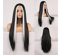 Wig Synthetic Afro Kinky Curly Orange Color Natural Wave Long Wig For Black White Women High Temperature Fiber Hair Grey Wigs For Women (Color : Black White, Stretched Length : 18Inches)