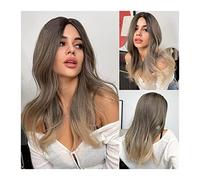 Wig Synthetic Wigs Long Natural Wave Wig for Women Dark Roots Ombre to Light Blonde with Bangs Heat Resistant Hair Daily Cosplay Wigs Daily Wigs