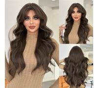 Wig Tea Brown Wavy Wig for Women - Super Long Fluffy Full Head Wig with Fringe"