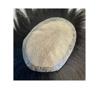 Wig Toupee for Men Breathable Silk Base PU Around Male Hair Prosthesis Human Hairpieces(20cmx22cm)