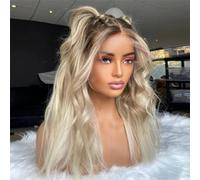 Wig Virgin Human Hair lace wig 16" 13X6 Multi Parting Natural Wave