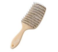 Wig Wash Vent Brush for Wigs, Hair Extensions, and Natural Hair - Wet & Dry Detangling Brush for Synthetic & Human Hair, Curly, Straight & Wavy, Flexible Ball-Tip Pins, Vented Paddle, Cream