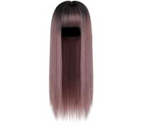 Wig Wig Ladies Gradient Color Long Straight Wig with Bangs Fashionable Natural Fluffy Wig Daily Wigs(B)