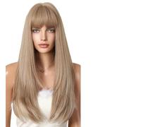 Wig Wig Ombre Blonde Wig With Bangs Medium Length Straight Wig Dark Roots Wig For Women Use Soft Wig Wigs(LC2163-3)