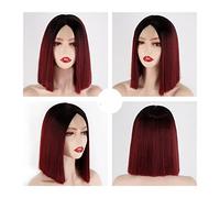 Wig Wig Straight Brazilian Hair Wigs for Women Human Hair Wine Red Heat Resistant Wigs Daily Wigs(03)