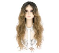 Wig Wig, Women's Black Gradient Blonde Long Curly Hair, Fashionable Wavy Long Bangs Wig Set Daily Wigs