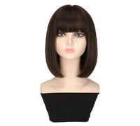 Wig Wig Women's Fashion Top Full -headed Short Hair Madam Straight Short Hair Wig Synthetic Daily Party Wig Daily Wigs(A)