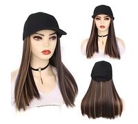 Wig With Bangs Hat Wig Long Synthetic Natural Wave Wavy Curly Hair Wigs With Hat Baseball Cap Naturally Connect Adjustable Hat Wig Hat with Hair Attached for Women(Color:3)