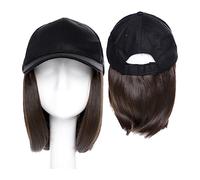 Wig With Bangs Hat Wig Synthetic Natural Wavy Hair Wigs Cap Straight Baseball Wig Bob Wig Curly Adjustable Hat Wig Cap With Hair Hat with Hair Attached for Women(Color:5)