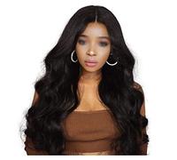 Wig With Bangs Lace Front Wigs Long Wavy Synthetic Wigs For Women 130% Density Wigs 4x4 Medium Lace pelucas de mujer pelo humano(28 INCH)