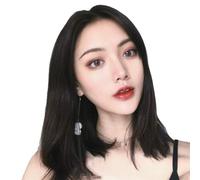 Wig woman short hair shoulder-length straight hair in the middle parting inner buckle fashion wig head set