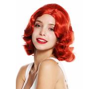 Wig Women 20s Swing Charleston Chicago Center Part Wavy Red