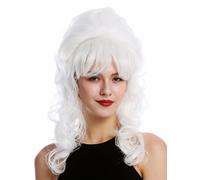 Wig Women Baroque 60s Retro Beehive Updo Curly Long White