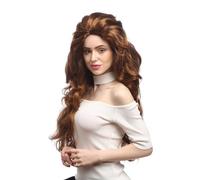 Wig Women Carnival Very Long Teased Wavy Voluminous Red-Brown