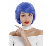 Wig Women Cosplay Short Smooth Voluminous Bob Parting Light Blue Blue