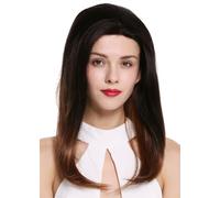 Wig Women Hand-Knotted Lace Front Long Straight Brown Ombre Mix